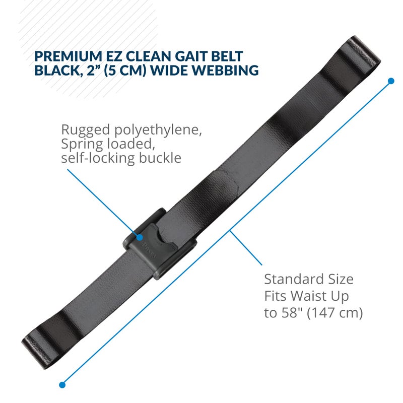 Posey TIDI Posey Premium EZ Clean Gait Belt with Spring-Loaded Buckle - Black, 60    - Walking Belt - Qty. 1 - Home Care (6546) - Image 2